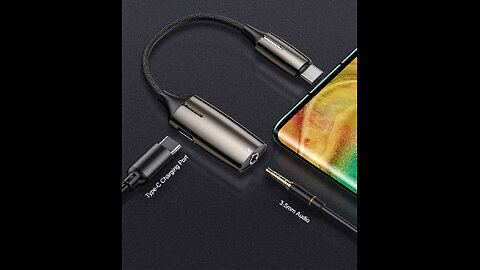2-in-1 Type-C Male to 3.5 Audio and Type-C Female Converter Extension Cable with Charging Indicator
