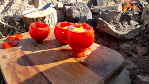 🍅eggs inside tomato with the taste of nature 🥚