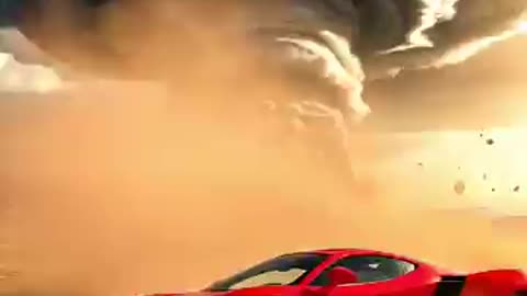 The tornado lifted the car