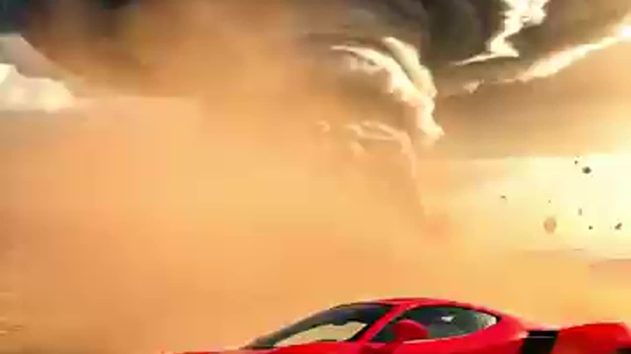 The tornado lifted the car