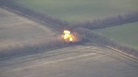 Incredible Detonation of a Russian Buk-M3 Surface-to-Air Missile Launcher