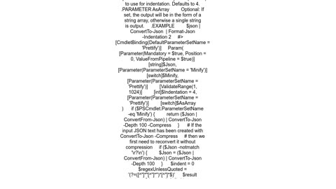 Proper formating of JSON using powershell