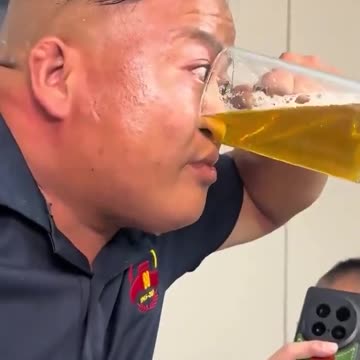 Strange Man Drinks Beer Through Nose