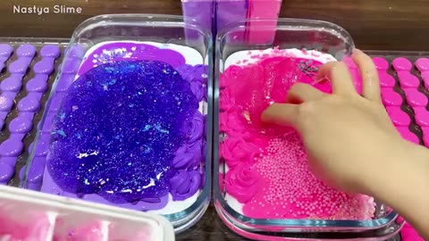 PURPLE vs PINK PONY Slime Battle Glossy ASMR Slime Mixing_part2