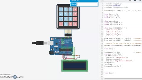 Calculator Circuit on Arduino UNO and LCD - Tinkercad Simulation and Code