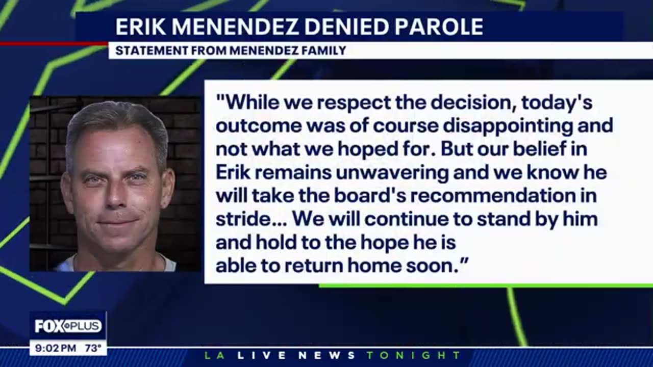 Erik Menendez denied parole for murders of parents; Lyle's hearing on Friday
