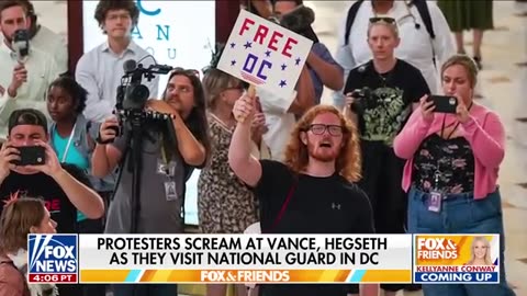 Vance, Hegseth LAUGH in DC protester's face
