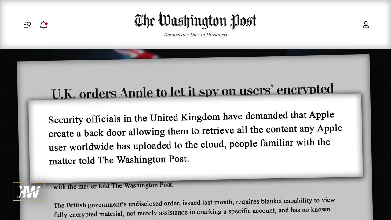 UK GOVT FORCES APPLE TO DROP ENCRYPTION SERVICES
