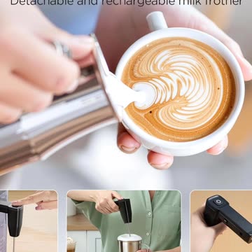 Single Serve Coffee Maker with Built-in Detachable Milk Frother,