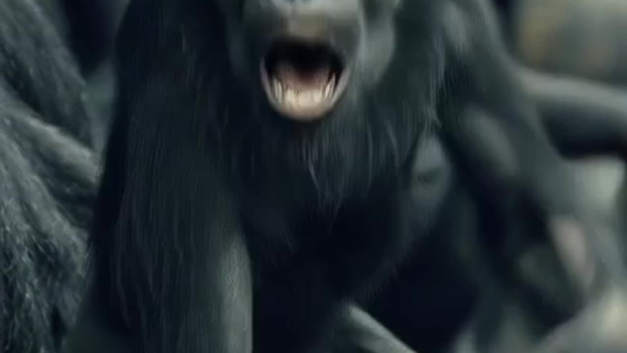 monkey dancing in deep forest