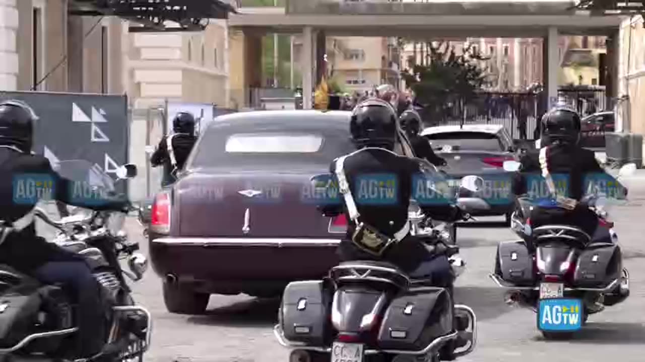 King Charles in his shipped over Bentley in Rome to complain about the effects of 'Climate Change'.