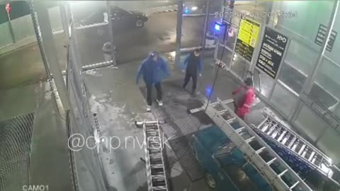 He falls off a ladder like a ninja