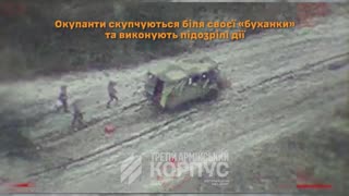 Russian Soldiers Set Fire to Their Own Vehicle