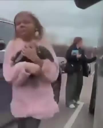 Mother vandalizing a Tesla as her daughter flips off the camera. So, not just damaging property