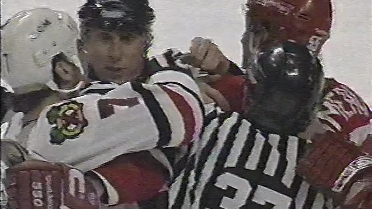 Lidstrom Howitzer Goal on Hacket then Goalie Fights Primeau