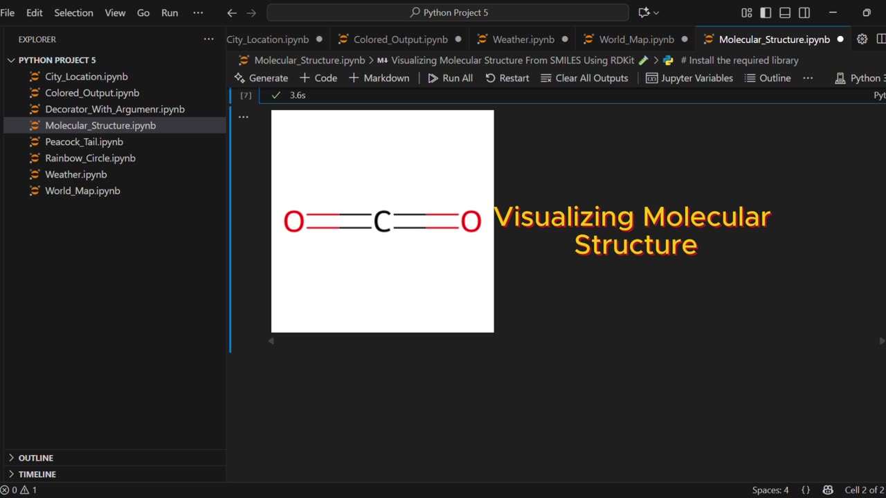 Visualizing Molecular Structure From SMILES Using RDKit 🧪