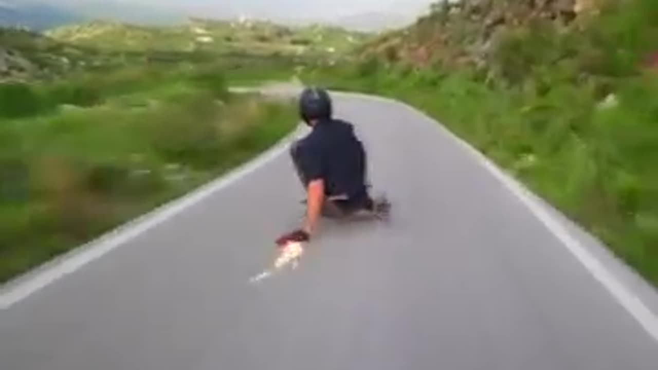 This is a speedster on a downhill longboard