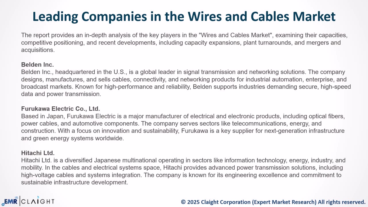 Wires and Cables Market Size, Share, Growth & Report | 2034