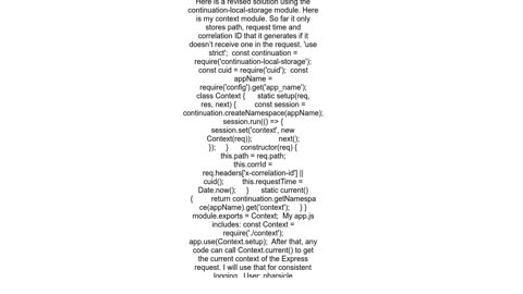How do you preserve request context in a Node JS App using express