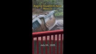 The water level rose rapidly and the terrible flash flood destroyed everything in its path #flood