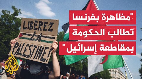 مظاهرة في باريس لإدانة الحرب على غزة ولمطالبة الحكومة بالتدخل لإطلاق سراح طاقم السفينة _مادلين_