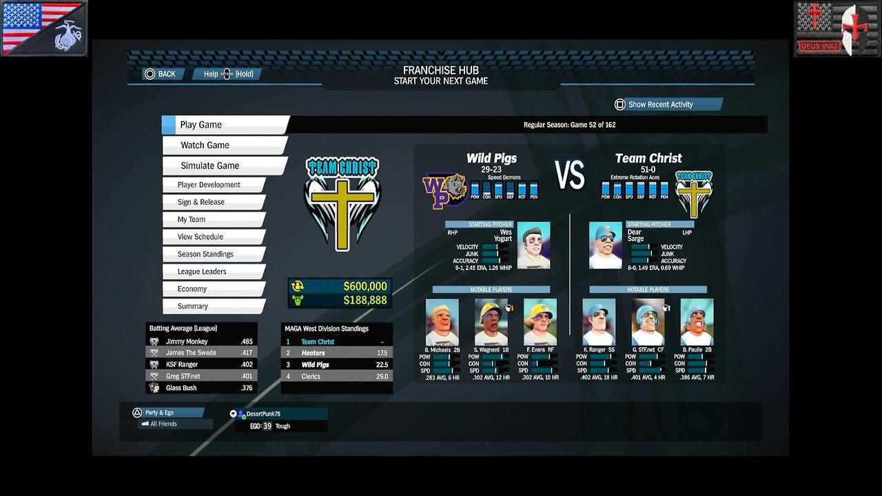 Based Sportsball 2025: Regular Season - Game #52 [Team Christ vs. Wild Pigs]