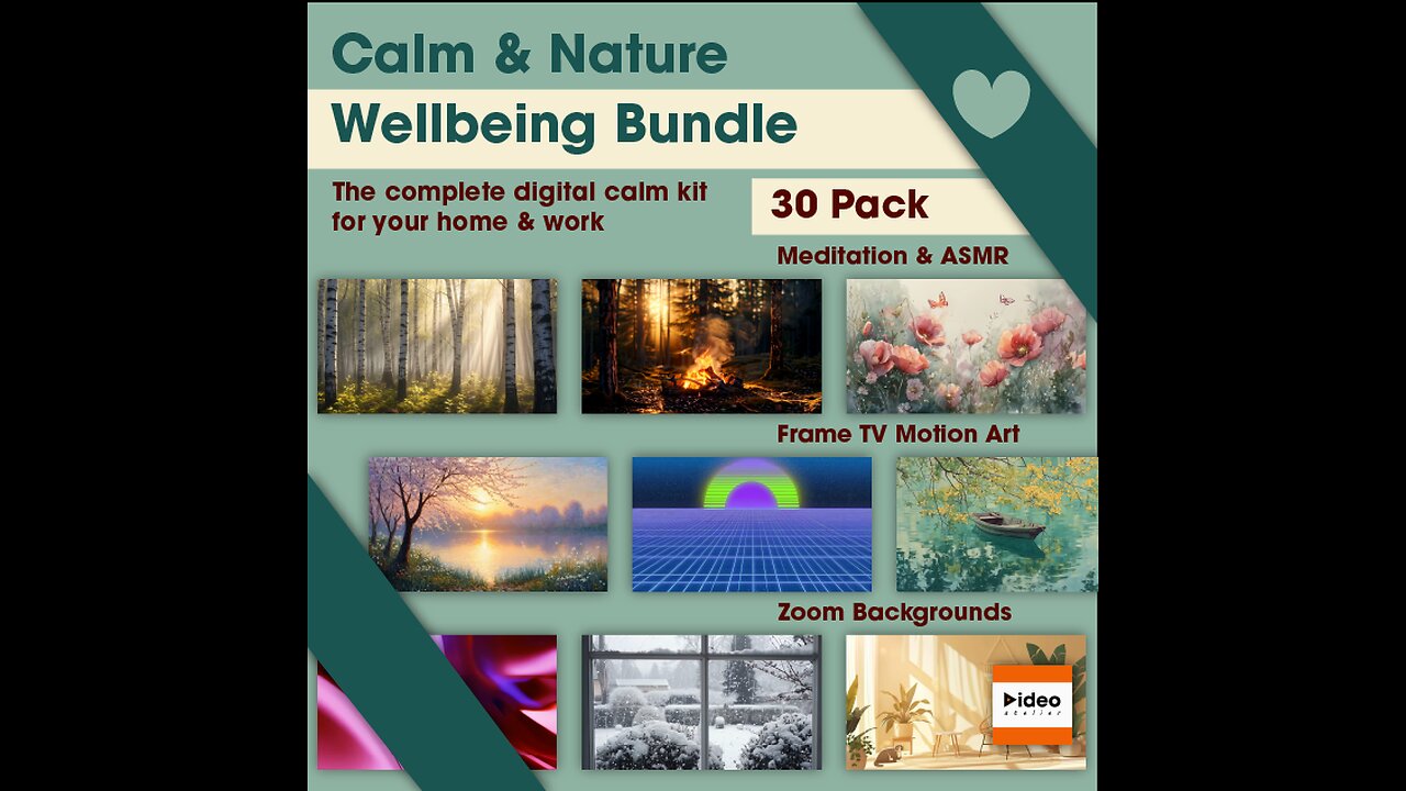 🌈Calm & Nature Wellbeing Bundle Meditation Relaxation Frame TV Motion Zoom Background Stress-Relief