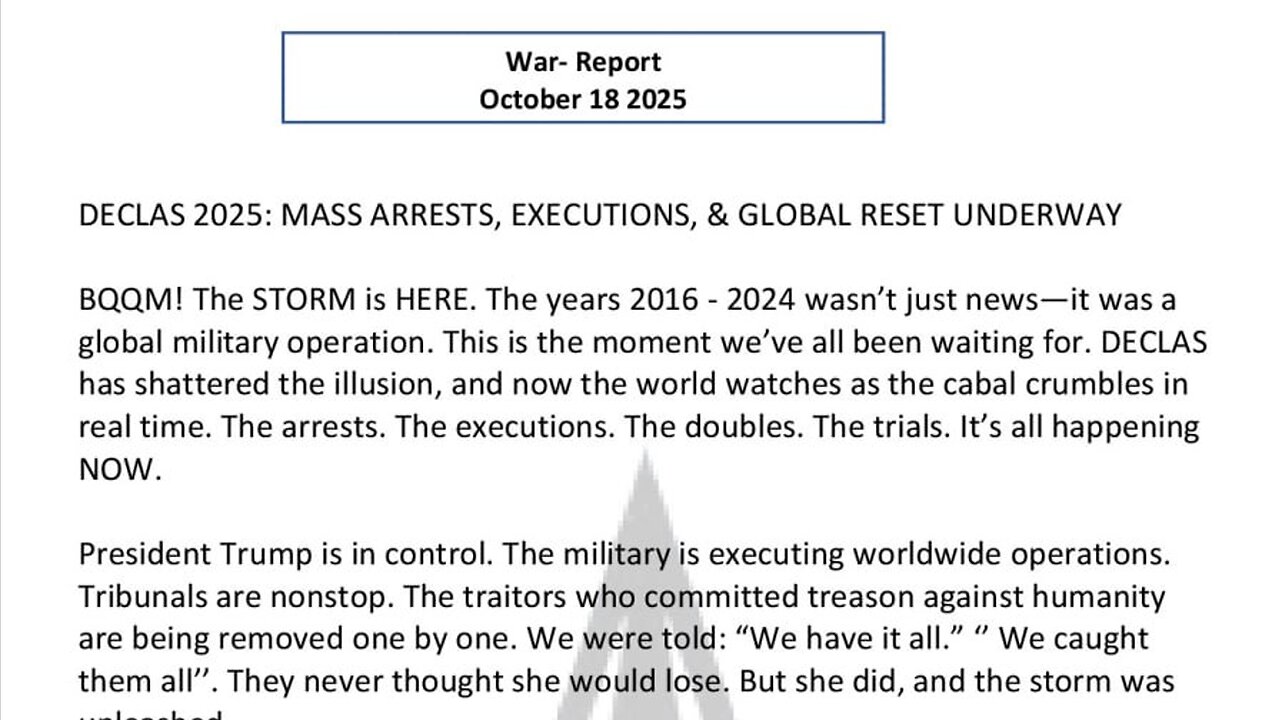 WAR REPORT - OCT 18 2025 - THIS IS THE GREAT AWAKENING