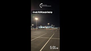 Over 20,000 people already lined up outside Charlie Kirk Memorial Rally 😅 Heavy security 🇺🇸