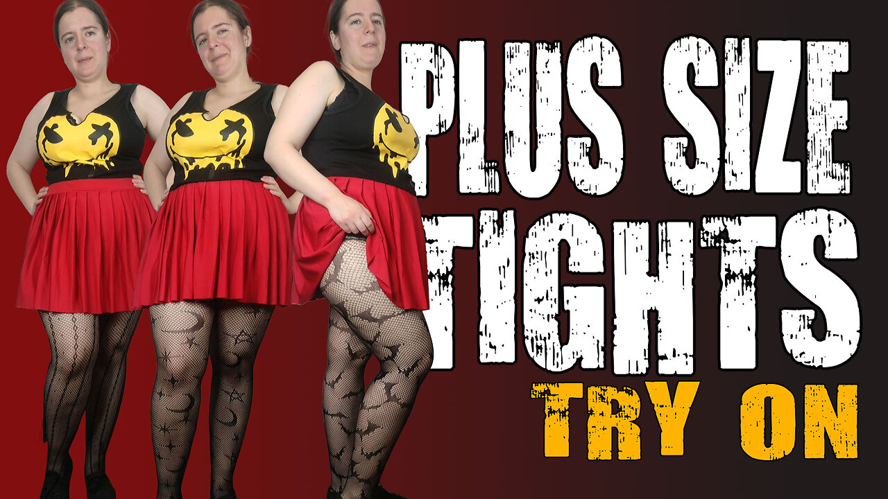 [4K] Patterned pantyhose and red mini skirt TRY ON