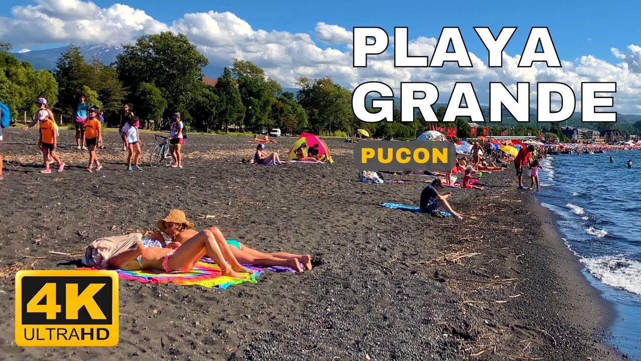 4K Playa grande Pucon | Summer | Pucon 🇨🇱 Chile | #4k ##beach