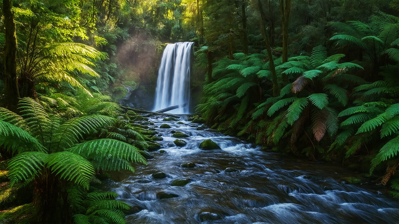 Relaxing River - Nature Video - Water Flow & Birds Chirping Sounds - Sleep/Study/Meditation