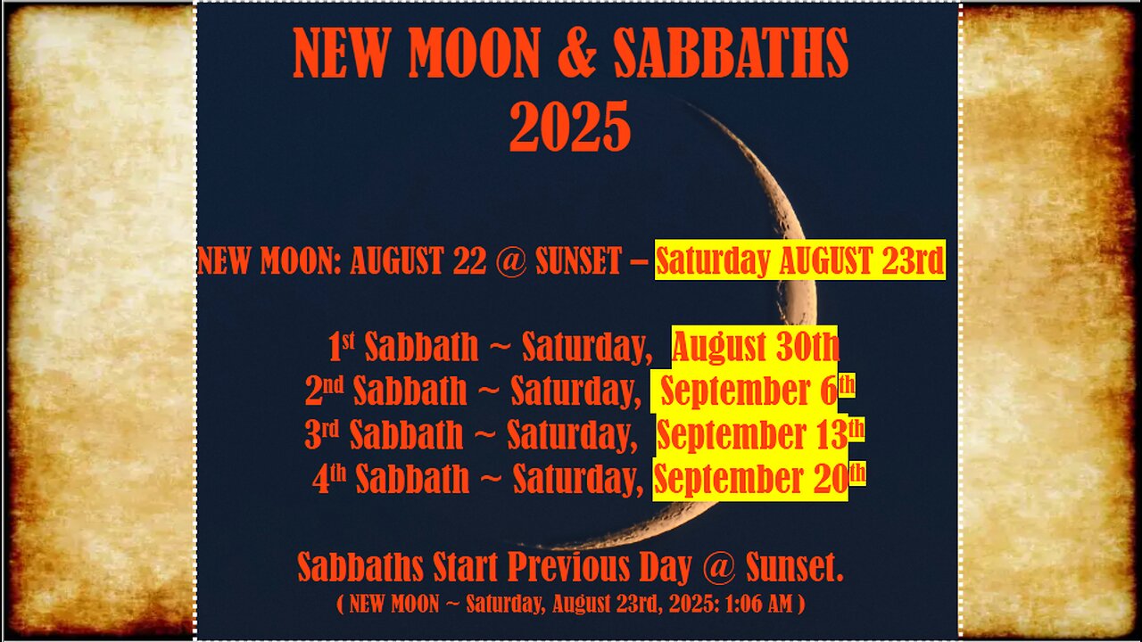 NEW MOON & SABBATHS SEPTEMBER 2025