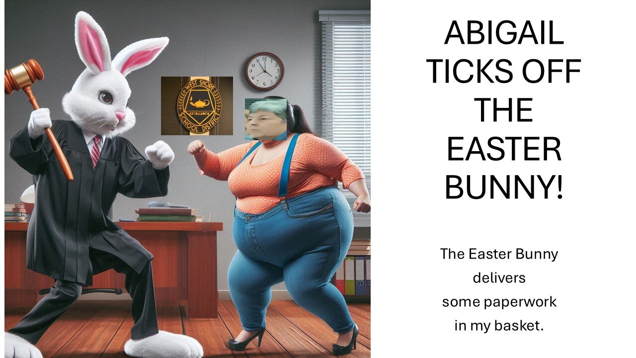 WSSD School Board Member Abigail Tierney ticks off the Easter Bunny.