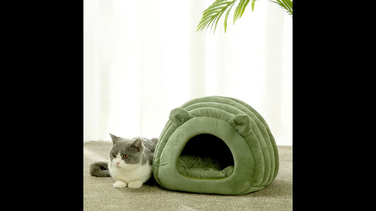 2-in-1 Foldable & Washable Velvet Self-Warming Cave_Nest with Sleeping Bed for Cats and Small Dogs