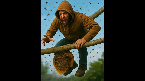 He Climbed a Tree for Honey… But the Bees Had Other Plans! 🐝🍯