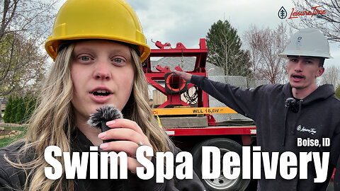 Flying a Swim Spa Over a Fence with a Crane || Leisure Time Inc.