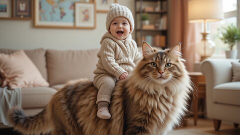 Epic Baby and Cat Adventure: Riding in Style! 🐾👶