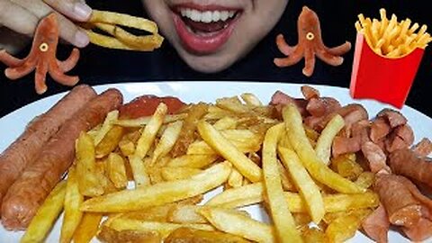 ASMR MUKBANG FRENCH FRIES & SAUSAGES ‼️😋 ASMR KENTANG GORENG & SOSIS - MIMISO ASMR (1080p, h264)