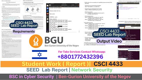 Student Work(Lab Report)|CSCI 4433 Packet Sniffing & IP Spoofing Work Video |BGU
