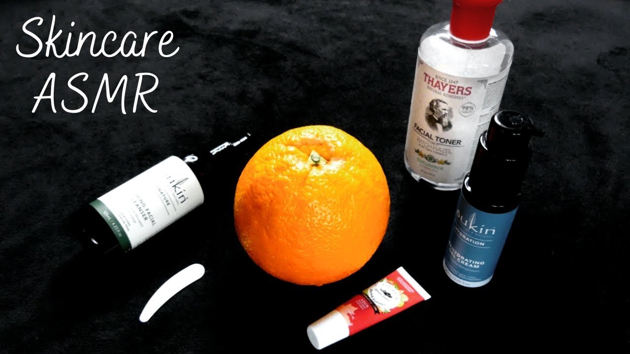 ASMR Skincare on an Orange 🍊 (whispers, scratching, tapping)