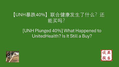 【UNH暴跌40%】联合健康发生了什么？还能买吗？ [UNH Plunged 40%] What Happened to UnitedHealth? Is It Still a Buy?