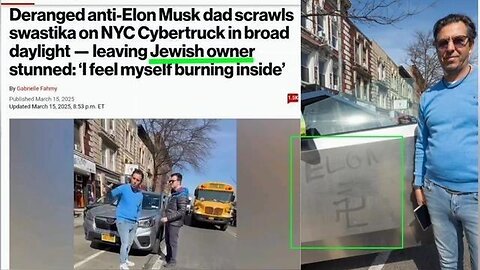 (SHORT) NY: Jewish Man Draws Swastika on Cybertruck - leaving Jewish Cybertruck owner stunned