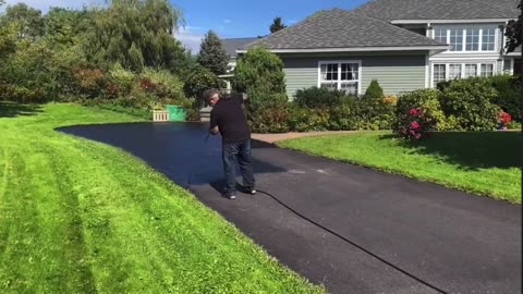 Me Spray Sealing A Driveway With Van Halen Song Not Enough Dubbed In - Top Coats Pavement Maintenance