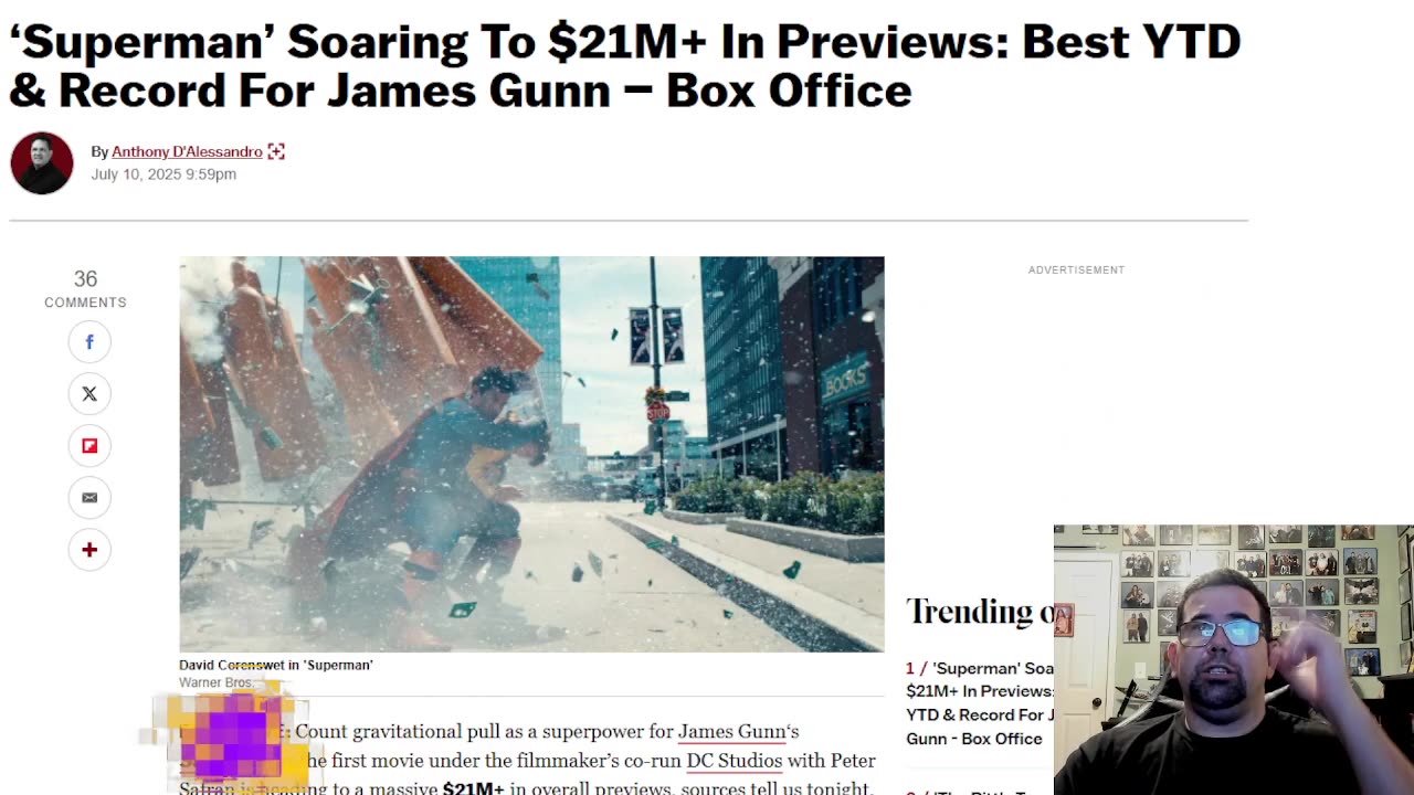 Superman Movie Debuts The Box Office On Tuesday And Thursday's Performance With 25 Million