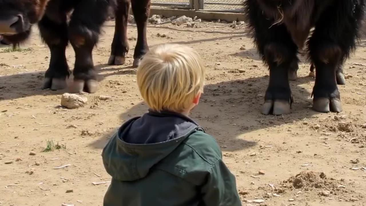 Child falls into bison enclosure what the baby bison did next shocked everyone! 😨