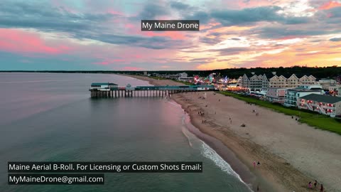 Maine B-Roll (No Sound): The Pier at Old Orchard Beach, Maine during a Beautiful Sunset Video 5