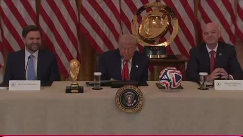 President Donald Trump joins meeting with FIFA task force.