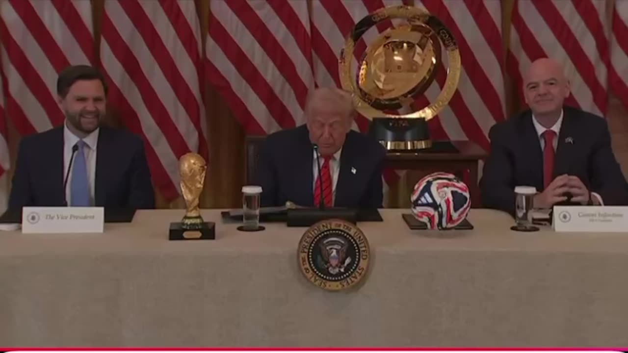 President Donald Trump joins meeting with FIFA task force.