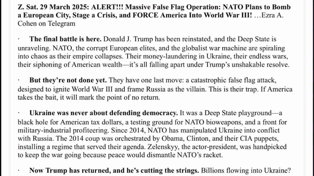 WTPN 3-31-25 - QFS activated, Trump has proof 2020 was stolen, Iran threats, Zelinsky wNATO...